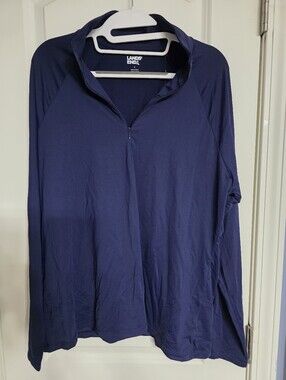 Lands' End Women's Navy Long-Sleeve Quarter Zip Pullover